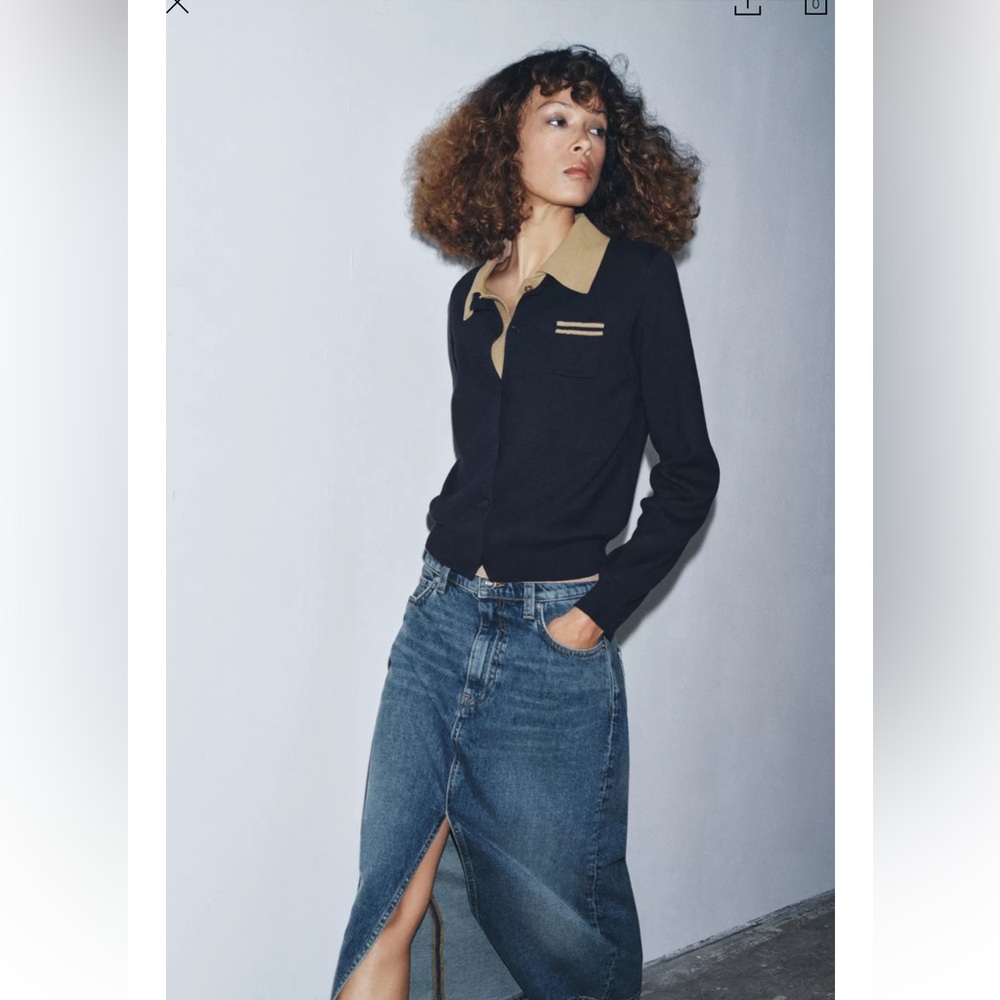 Zara Denim Skirt with Front Slit NWT